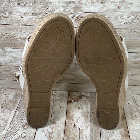 Abella True Comfort Women's 9 M Taya Wedge Sandal Shoe Adjustable White NIB NEW - Picture 7 of 11